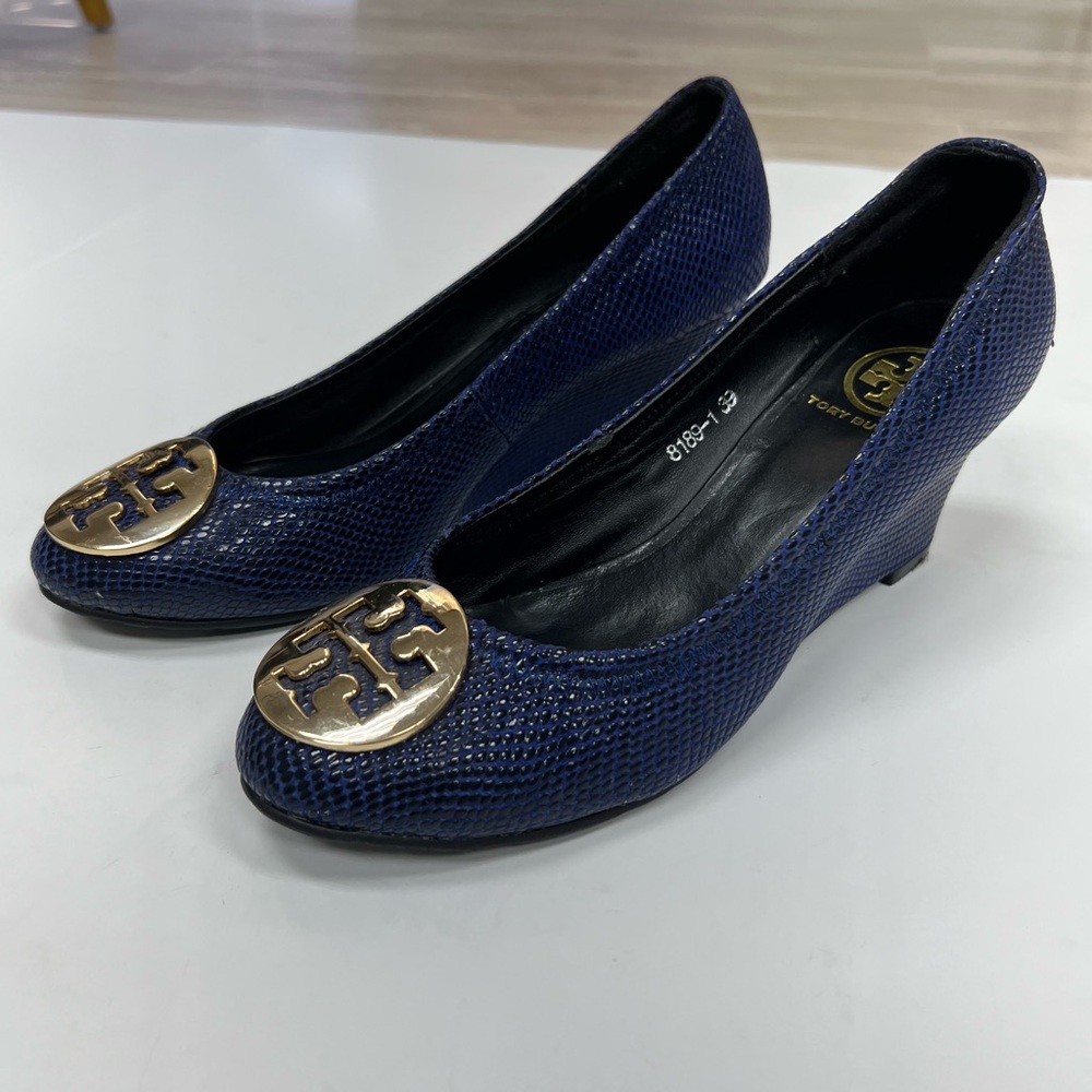 Tory Burch Blue Wedge Pump Heels Size 39